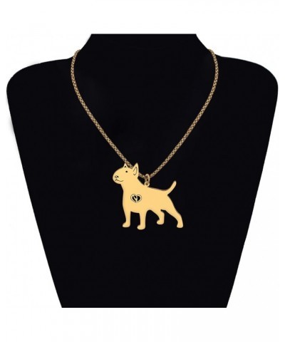 Stainless Steel Cute Dog Pendant Necklace Dainty Plated Silver Gold Necklace for Women Girls Pets Dog Gifts Jewelry Gold Bull...