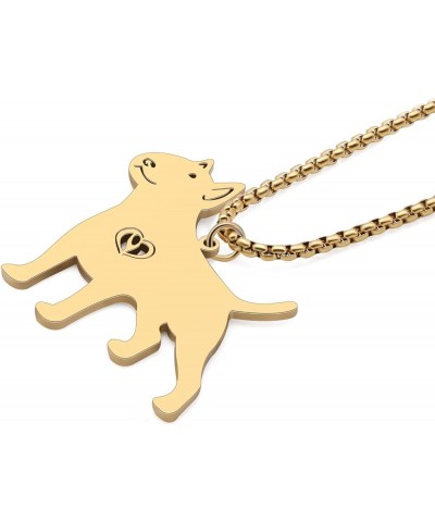 Stainless Steel Cute Dog Pendant Necklace Dainty Plated Silver Gold Necklace for Women Girls Pets Dog Gifts Jewelry Gold Bull...