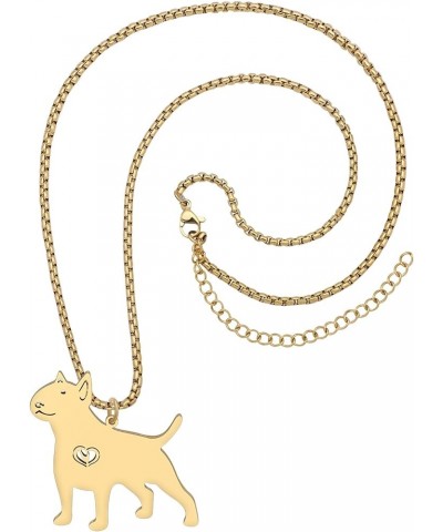 Stainless Steel Cute Dog Pendant Necklace Dainty Plated Silver Gold Necklace for Women Girls Pets Dog Gifts Jewelry Gold Bull...