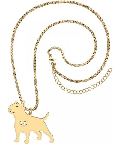 Stainless Steel Cute Dog Pendant Necklace Dainty Plated Silver Gold Necklace for Women Girls Pets Dog Gifts Jewelry Gold Bull...