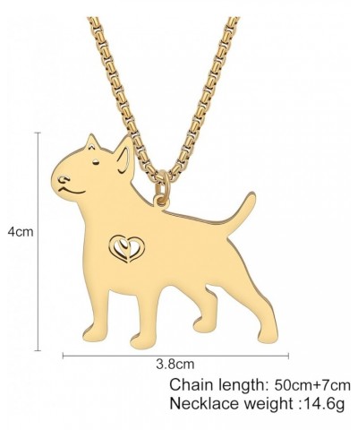 Stainless Steel Cute Dog Pendant Necklace Dainty Plated Silver Gold Necklace for Women Girls Pets Dog Gifts Jewelry Gold Bull...