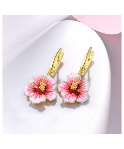 Sterling Silver Gemstone Enamel Flower Earrings [B]Peony-Gold-Pink $37.94 Earrings