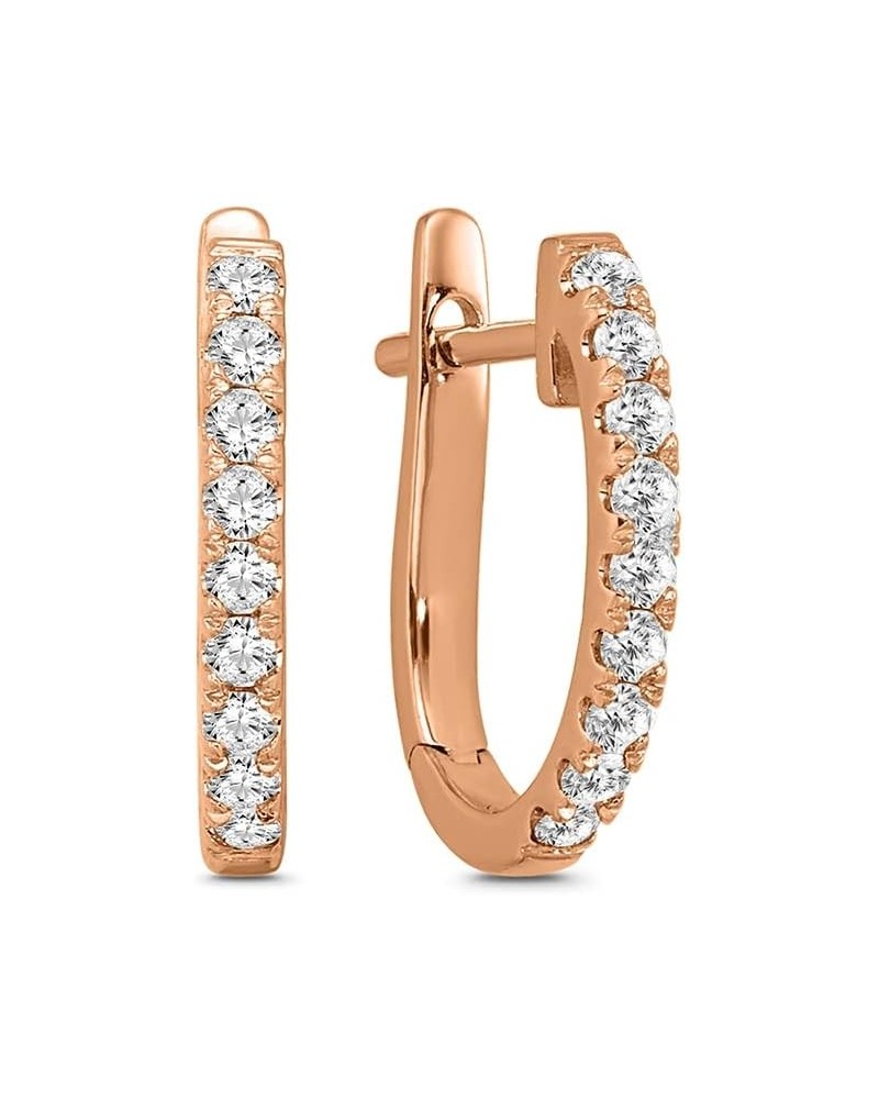 10K Gold Diamond Oval Hoop Earrings (1/5-1 cttw, I-J Color, I2-I3 Clarity) Rose Gold 0.33 carats $82.15 Earrings