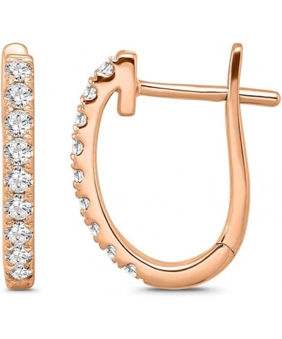 10K Gold Diamond Oval Hoop Earrings (1/5-1 cttw, I-J Color, I2-I3 Clarity) Rose Gold 0.33 carats $82.15 Earrings