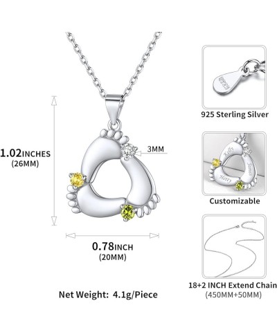 Sterling Silver Custom Baby Feet Pendant Necklace for Women Personalized Mothers Necklace with 1-5 Simulated Birthstones Chil...