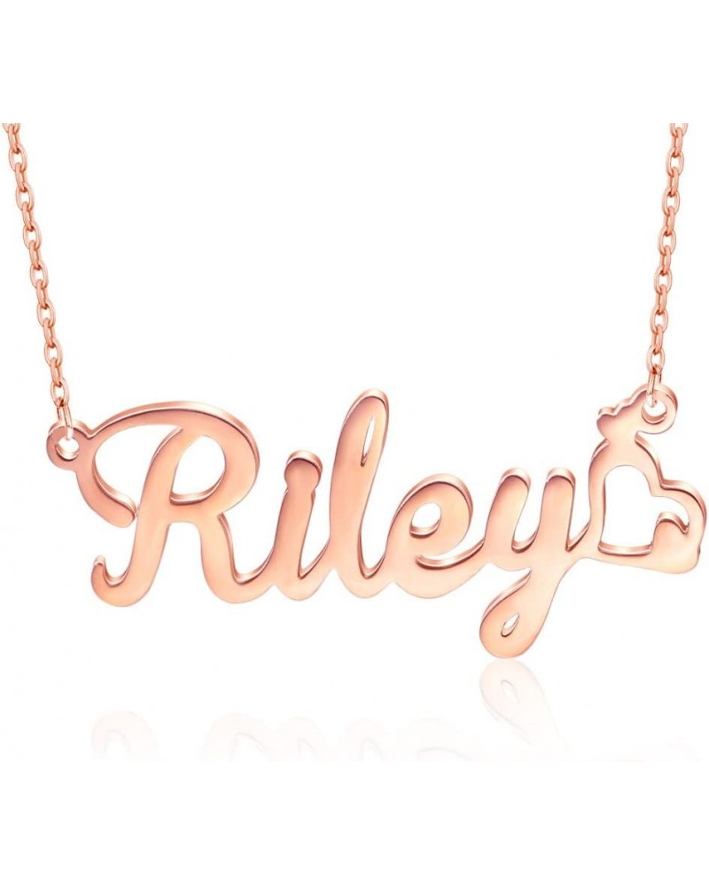 Name Necklace Personalized, Sterling Silver Custom Nameplate Necklace Charm Jewelry Gift for Women Copper Name Necklace with ...