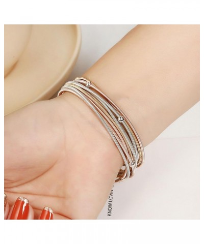 10 Pcs Guitar String Bracelets for Women Layered Strand Bracelets Silver Stretch Bracelets Gold Bangle Bracelets Jewelry Gift...