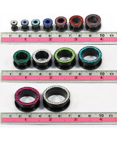 Multi Emerald Green Crystal Stone Setting on Black Acrylic Flesh Tunnel - Sold by Piece 5.0 Millimeters $9.62 Body Jewelry