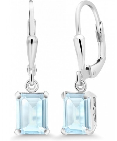 925 Sterling Silver Sky Blue Topaz Dangle Earrings For Women (4.00 Cttw, Gemstone November Birthstone, Octagon 8X6MM) $43.99 ...