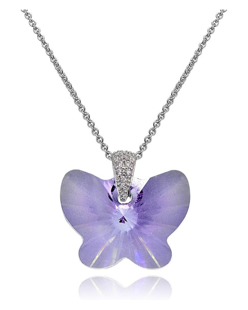 Sterling Silver Butterfly Pendant Necklace Made with European Crystals for Women Girls Violet $12.88 Necklaces