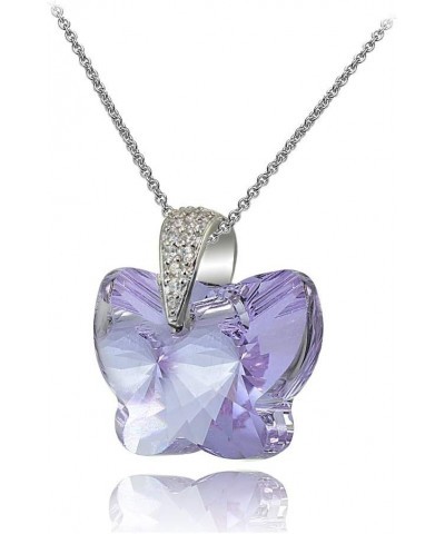 Sterling Silver Butterfly Pendant Necklace Made with European Crystals for Women Girls Violet $12.88 Necklaces