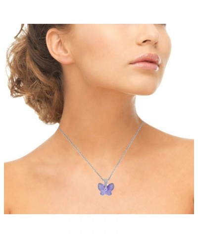 Sterling Silver Butterfly Pendant Necklace Made with European Crystals for Women Girls Violet $12.88 Necklaces