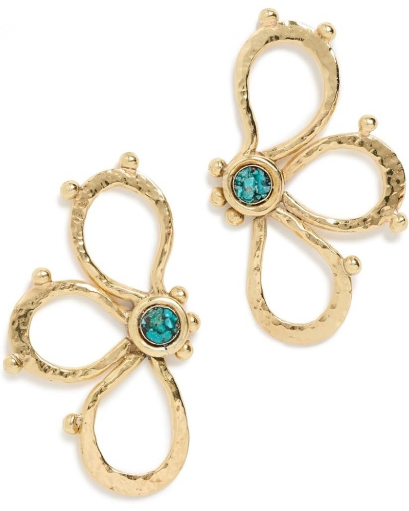 Women's Hammered Chain Flower Studs Turquoise $45.20 Necklaces