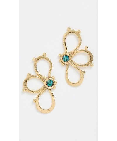 Women's Hammered Chain Flower Studs Turquoise $45.20 Necklaces