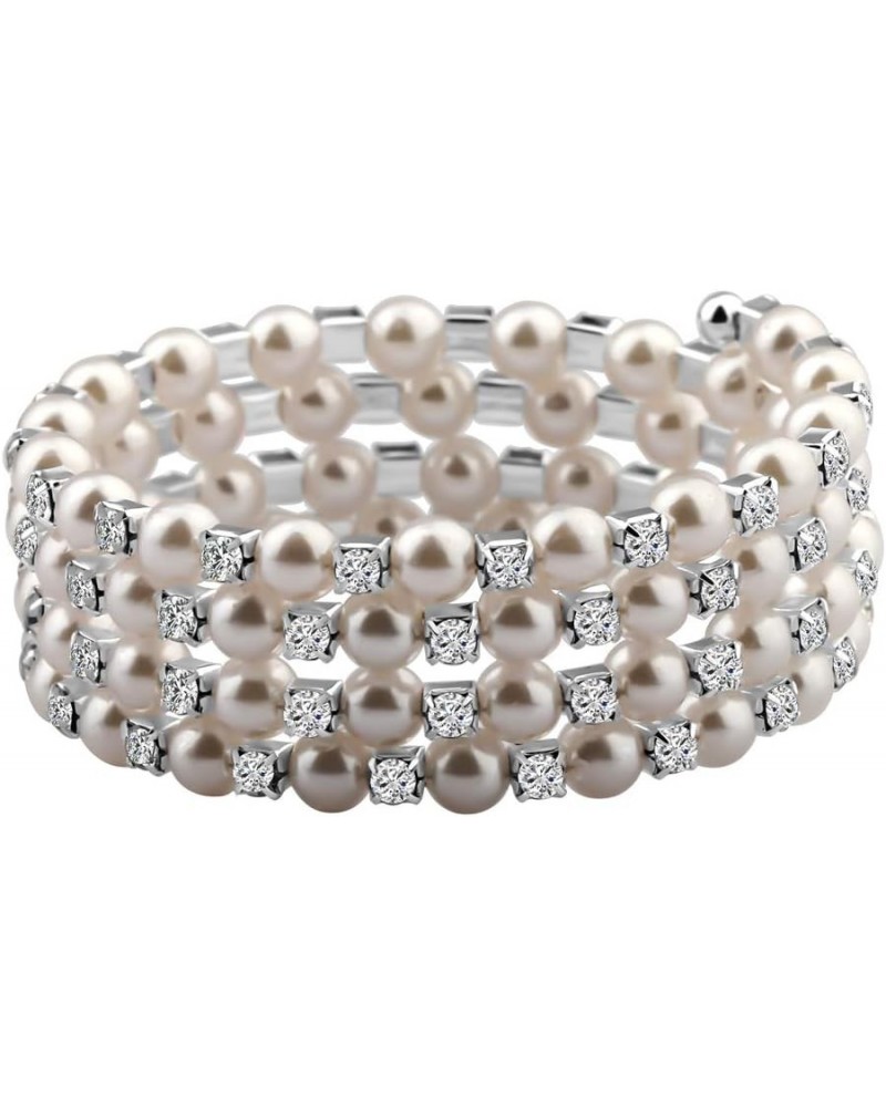 Multilayer Pearl Rhinestone Wrap Cuff Bracelet Wedding Party Jewelry Gift For Bridal Bridesmaid multilayer pearl bracelet $8....