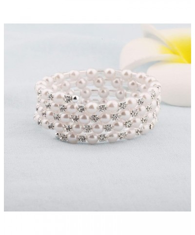 Multilayer Pearl Rhinestone Wrap Cuff Bracelet Wedding Party Jewelry Gift For Bridal Bridesmaid multilayer pearl bracelet $8....