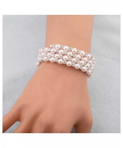 Multilayer Pearl Rhinestone Wrap Cuff Bracelet Wedding Party Jewelry Gift For Bridal Bridesmaid multilayer pearl bracelet $8....