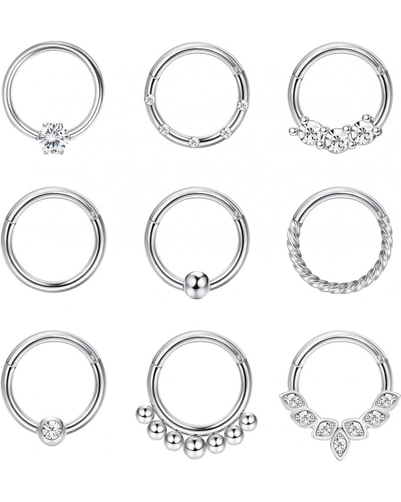 9Pcs Daith Piercing Jewelry Stainless Steel 16g Heart Daith Piercing Jewelry for Women Cartilage Tragus Helix Earrings Septum...