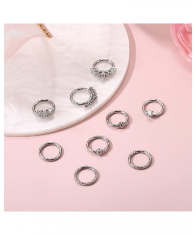 9Pcs Daith Piercing Jewelry Stainless Steel 16g Heart Daith Piercing Jewelry for Women Cartilage Tragus Helix Earrings Septum...