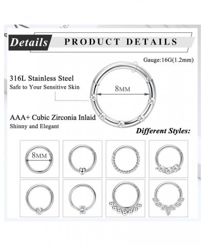 9Pcs Daith Piercing Jewelry Stainless Steel 16g Heart Daith Piercing Jewelry for Women Cartilage Tragus Helix Earrings Septum...