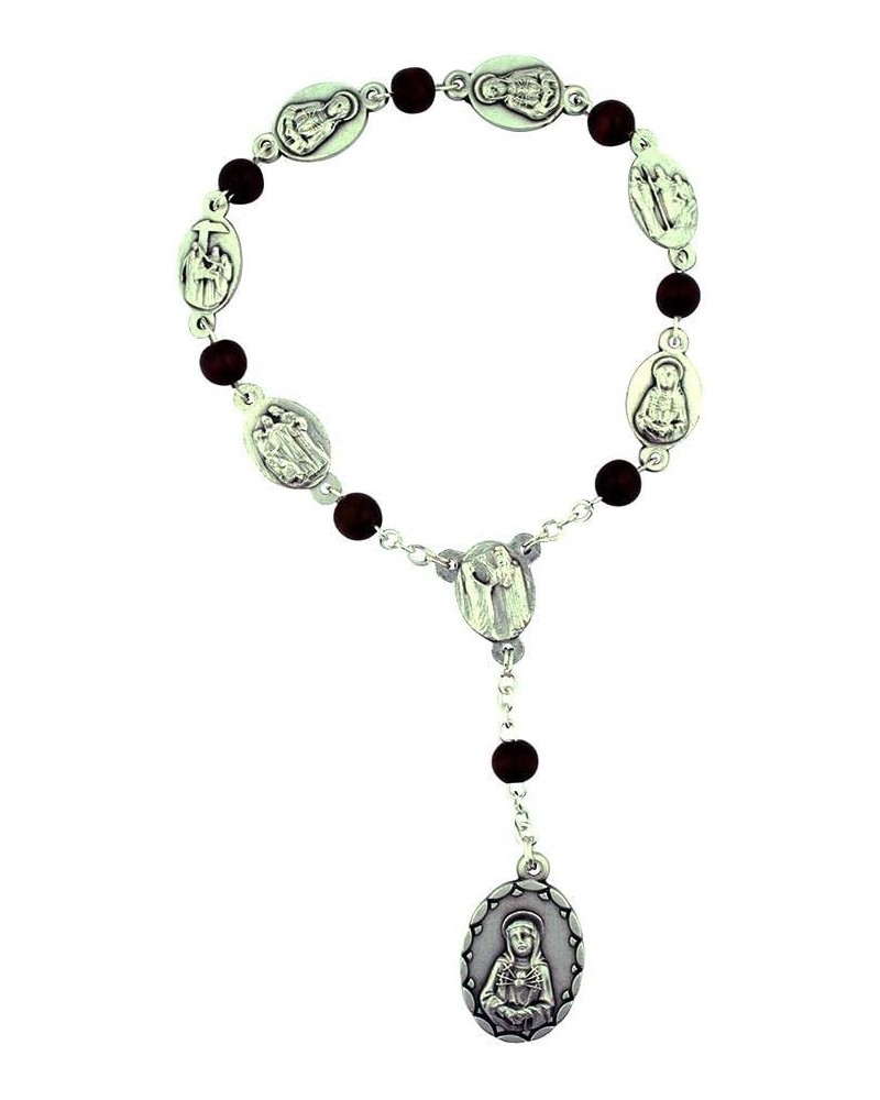 Seven Sorrows One Decade Chaplet | Brown or Black Beads with Medals | Our Lady of Seven Dolors | Christian Jewelry Black $9.0...