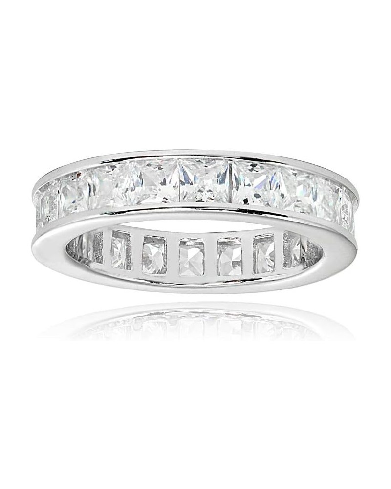 925 Sterling Silver 2mm 3mm 4mm Princess-Cut Cubic Zirconia Channel Set Eternity Band Ring for Women Teen Girls | Silver, Yel...