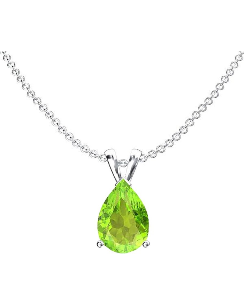 8x6 mm Pear Cut Ladies Solitaire Teardrop Pendant (Silver Chain Included), Sterling Silver Peridot $39.31 Necklaces