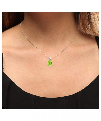 8x6 mm Pear Cut Ladies Solitaire Teardrop Pendant (Silver Chain Included), Sterling Silver Peridot $39.31 Necklaces