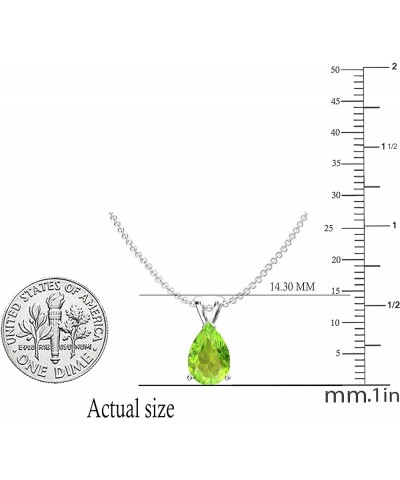 8x6 mm Pear Cut Ladies Solitaire Teardrop Pendant (Silver Chain Included), Sterling Silver Peridot $39.31 Necklaces