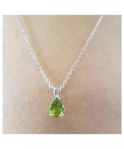 8x6 mm Pear Cut Ladies Solitaire Teardrop Pendant (Silver Chain Included), Sterling Silver Peridot $39.31 Necklaces