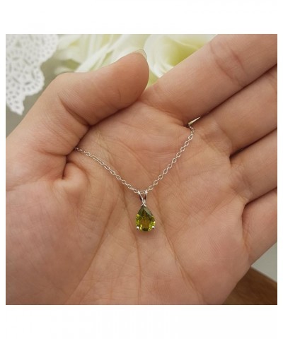 8x6 mm Pear Cut Ladies Solitaire Teardrop Pendant (Silver Chain Included), Sterling Silver Peridot $39.31 Necklaces