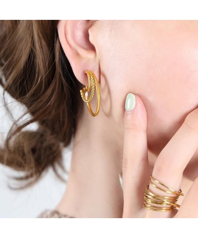 Silver Chunky Gold Earrings for Women Large Earrings Thick Gold Hoop Earrings Big Bold Earrings Gold Statement Earrings Chunk...