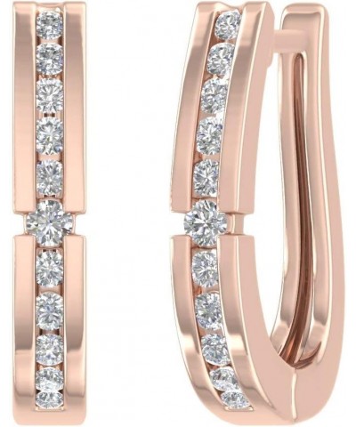 1/4 Carat Diamond Hoop Earrings in 10K Gold Rose Gold $84.80 Earrings