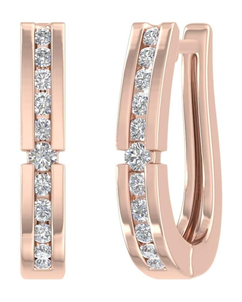 1/4 Carat Diamond Hoop Earrings in 10K Gold Rose Gold $84.80 Earrings