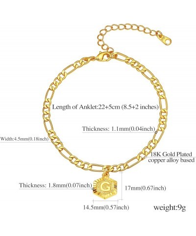 Dainty Initial Anklets/Custom Name Ankle Bracelets for Women Girls 18K Gold Plated Hexagon Shaped Ankle Chain with Custom A t...