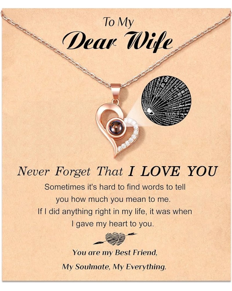 Valentines Day I00 Language I Love You Necklace, Unique Gifts for Wife Girlfriend Mom Wife $7.42 Necklaces