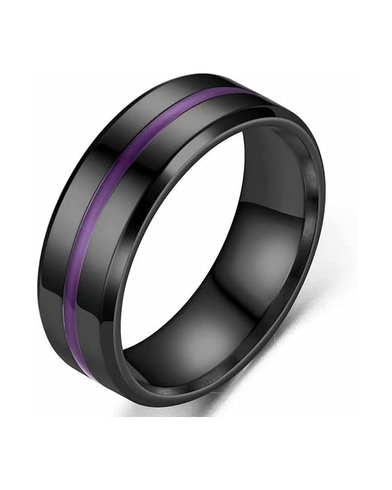 Personalised Stripe Ring Men Women Rings Fashion Casual Couples Ring Wedding Band Engagement Anniversary Rings Black Stainles...