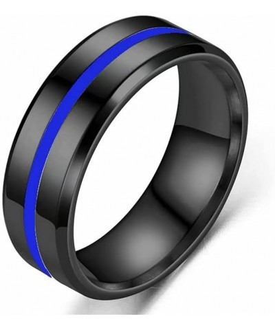 Personalised Stripe Ring Men Women Rings Fashion Casual Couples Ring Wedding Band Engagement Anniversary Rings Black Stainles...