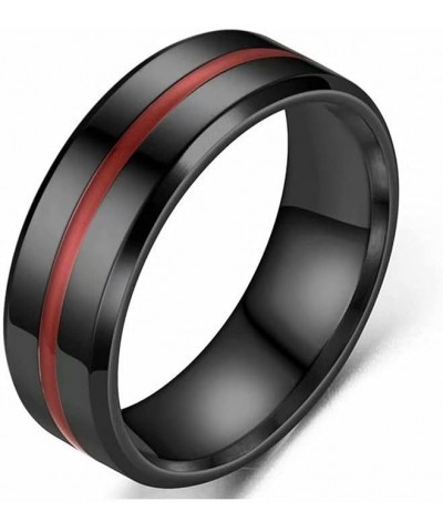 Personalised Stripe Ring Men Women Rings Fashion Casual Couples Ring Wedding Band Engagement Anniversary Rings Black Stainles...