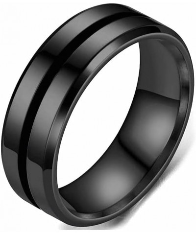 Personalised Stripe Ring Men Women Rings Fashion Casual Couples Ring Wedding Band Engagement Anniversary Rings Black Stainles...