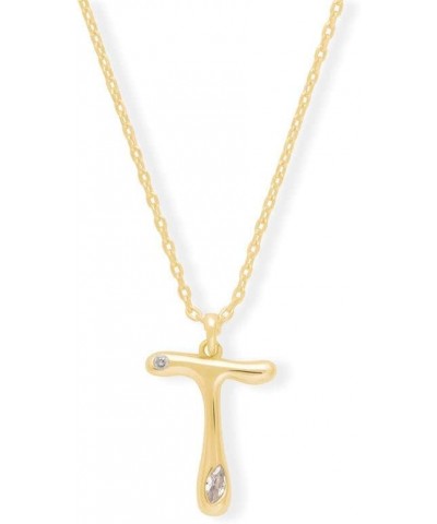 Alphabet Bubble Pendant Necklace - 14K Gold Plated Initial Necklace Hypoallergenic Shower-safe Jewelry T $27.20 Necklaces