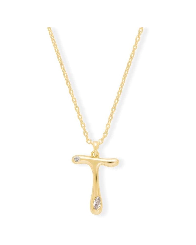 Alphabet Bubble Pendant Necklace - 14K Gold Plated Initial Necklace Hypoallergenic Shower-safe Jewelry T $27.20 Necklaces