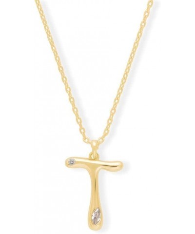 Alphabet Bubble Pendant Necklace - 14K Gold Plated Initial Necklace Hypoallergenic Shower-safe Jewelry T $27.20 Necklaces