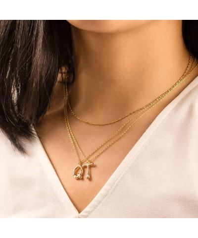 Alphabet Bubble Pendant Necklace - 14K Gold Plated Initial Necklace Hypoallergenic Shower-safe Jewelry T $27.20 Necklaces