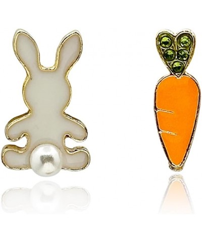 Easter Rabbit Earrings Cute CZ Acrylic Rabbit Carrot Eggs Dangle Stud Earrings for Women Girls D-stud,white $8.25 Earrings