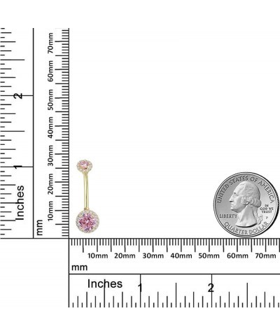 10K Gold Simulated Diamond CZ Frame Belly Button Ring Body Jewelry (14 Gauge) Pink $39.00 Body Jewelry