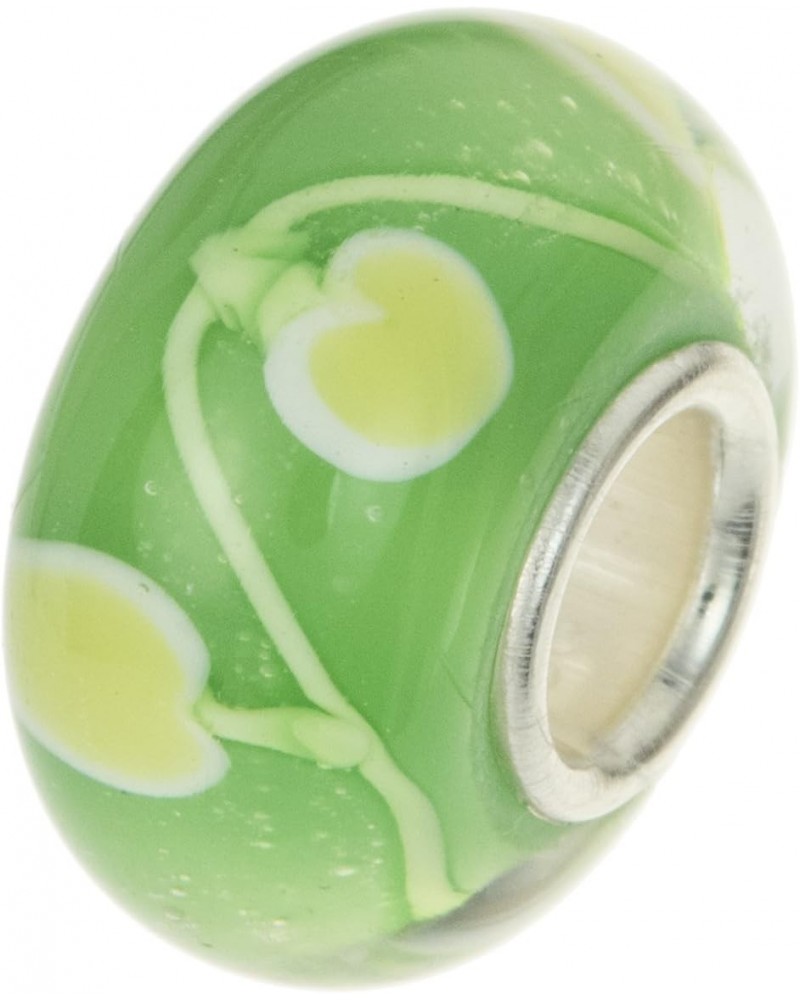 925 Sterling Silver Round Green Apple Glass Bead for European Charm Bracelet $9.29 Bracelets