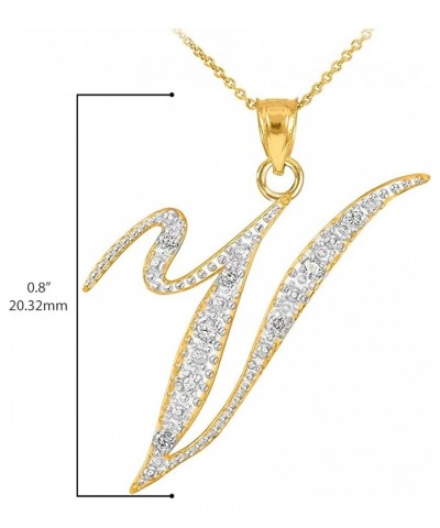 14K Yellow Gold Diamond Accented Dangling Cursive Initial A-Z Charm 4/5" Pendant Necklace (J-K Color, I1-I2 Clarity) - Choice...