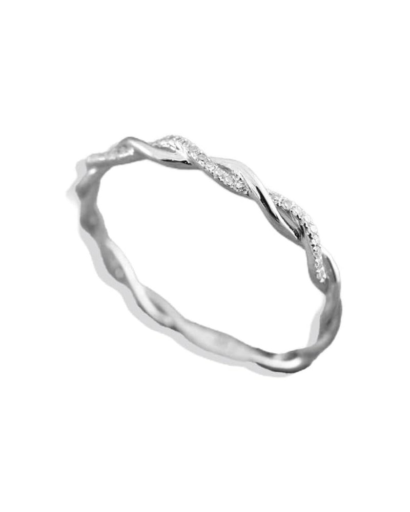 Dainty Pave Twist Stacking Ring 8 Silver $31.32 Others