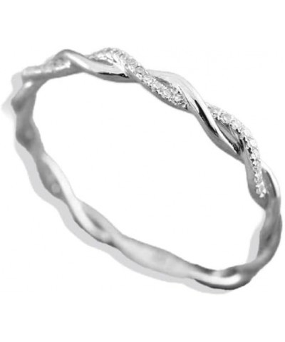 Dainty Pave Twist Stacking Ring 8 Silver $31.32 Others